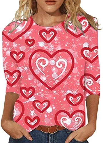 Ден на вineубените џемпери за жени графички долги ракави loveубов срце писмо печатење џемпер на џемпер на врвови блуза