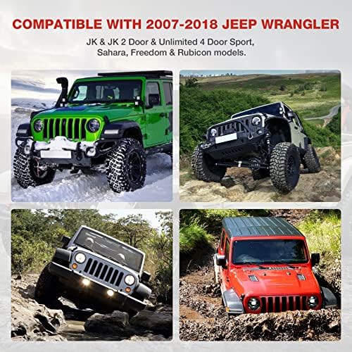 Без блок Sunvisor - Sulythw Front & Rear Jeep Grab Harks, Black Aluminum & Rubber Grab Harks за 2007-2018 Jeep Wrangler JK JKU, Jeep