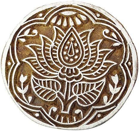 S2J Браун Декоративни блокови Арт Лотус текстил печатење блок Индиски марки за глина
