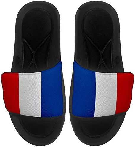 ExpressitBest Pushioned Slide -On сандали/слајдови за мажи, жени и млади - знаме на Франција - Франција знаме
