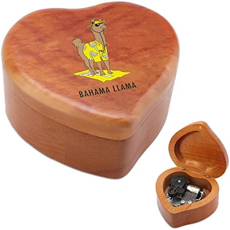 Музичка кутија за бахама лама дрво гроздобер музички кутии подарок за Божиќ роденден Денот на вineубените во форма на срце