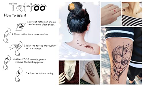 Црни птици тетоважа лажни водоотпорни привремени тетоважи за деца момчиња девојчиња жени мажи мажи дизајнираат украси на телото на вратот на