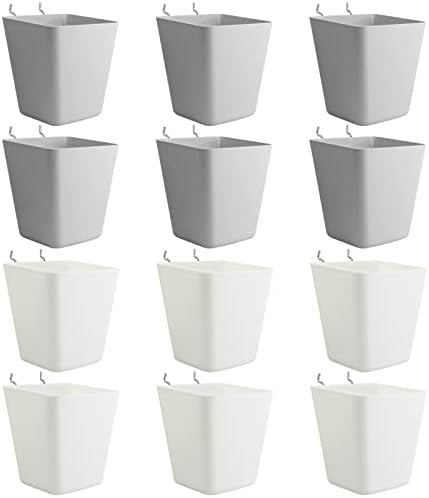 Големи чаши од штипки за складирање на табла 12 пакувања со куки, квадратни кутии со форма на чаша за чаши додатоци за гаража работна