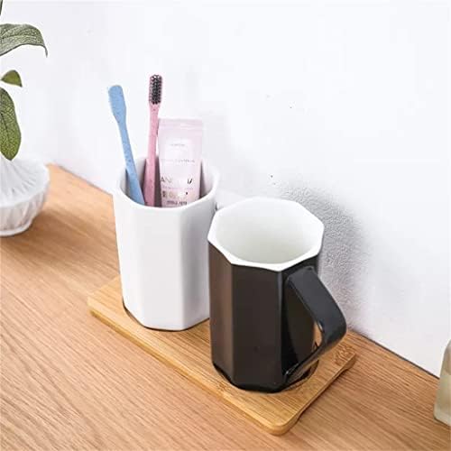 SLSFJLKJ црна и бела чаша за миење на устата двојка керамички пар миење чаша сет четка за заби чаша за заби четка за заби чаша