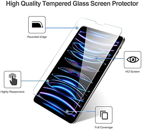 Procase 2+2 Заштитник на екранот на пакетот за iPad Pro 11 inch 4 -та 3 -та 2 -та генерација 2022 2021 2020 со заштитник на леќи на