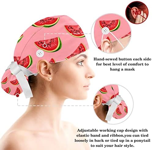 Розова лубеница шема за дишење на работното капаче со копче, лак за коса, една големина одговара на сите