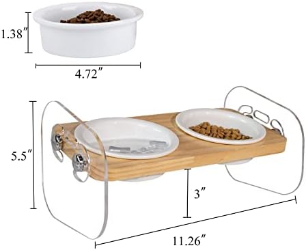 Lkeiyay покачени чинии за храна за мачки - навалени подигнати акрилни кучиња садови со 2 плитки керамички храна и вода за вода за затворена мачка