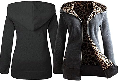 Топло и нејасно руно кардиган: женски модни дами зимско топло копче со долг ракав нагоре, палто за џемпери со качулка со кардиган