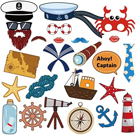 25 Наутичко море Авантуристички пиратски забава тема, материјали за роденденски сајор, прицврстувач за крстарење, едриличар јахта позадина,