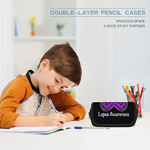 Lupus свесност пеперутка со молив со голем капацитет, мулти-слот-молив торба за преносни пенкало за складирање на пенкало со патент