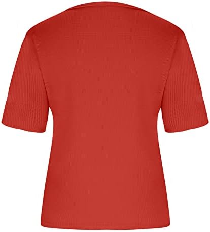 Deep V вратот Tee Womens 2023 Краток ракав памук лабав вклопување опуштено вклопување обична блуза маичка за дами vt