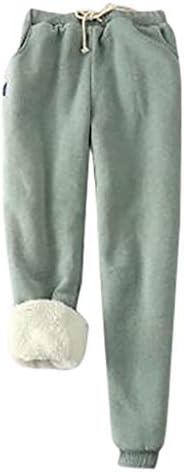 Wocachi женски руно џемпери Sherpa наредени зимски топли атлетски џогерни панталони кадифни пријатни термички хеланки со џебови