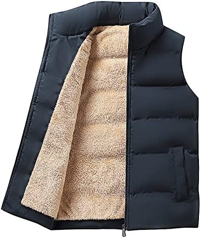 ADSSDQ Зимски пуфер елек за мажи, резервоари со јакна од пуфери мажи пролет голф плус големина ретро цврста пуферка јакна најлесно
