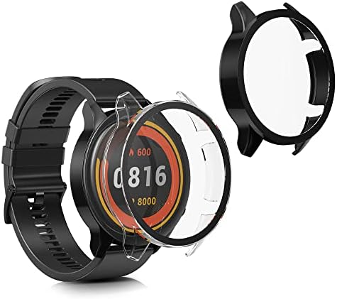 Kwmobile Cover Comaptable со Xiaomi Mi Watch/Mi Watch Color Sport -Thempered стакло со пластична рамка - црна/транспарентна