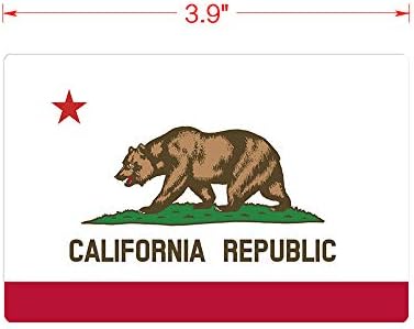 дилзепиќ - Знаме На Калифорнија/Знамето На Мечката-Самолеплива Кора и Стап Винил Налепница - 3,94 х 2,56 инчи | Пакување од 4 Парчиња