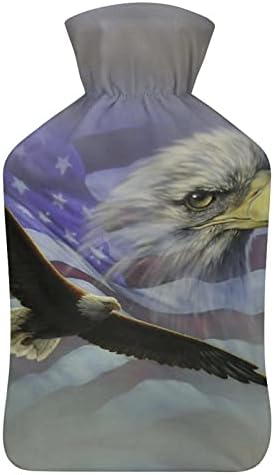 Американско знаме ќелаво орел шише со топла вода со мека кадифен капаче топла гумена вода торба за вбризгување 1000 ml