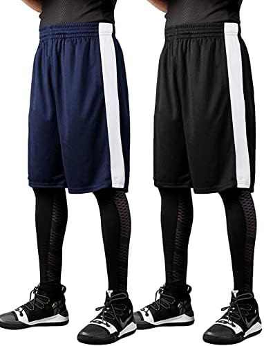 Коофанди машка кошаркарска шорцеви со 2 пакувања суво вклопување во тренингот за вежбање шорцеви активни атлетски перформанси со џебови
