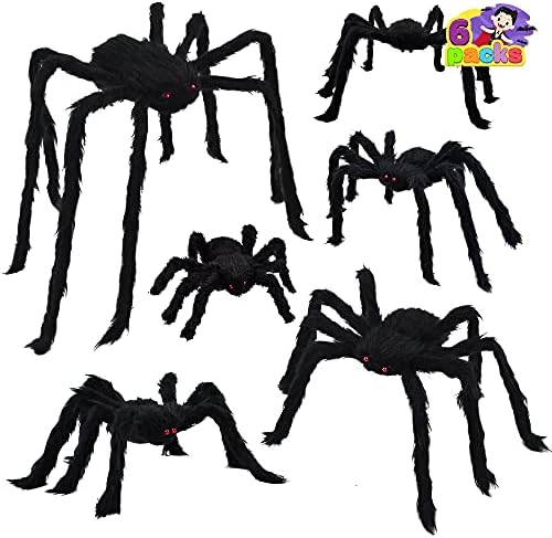 Сет на inоин Ноќта на вештерките Реални влакнести пајаци, реквизити на Ноќта на вештерките, застрашувачки пајаци со различни големини за украси