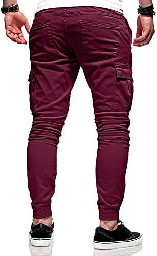 Работни панталони Менс обични панталони со карго џебни панталони со големина плус мулти -алатки спортови машки тенок карго панталони