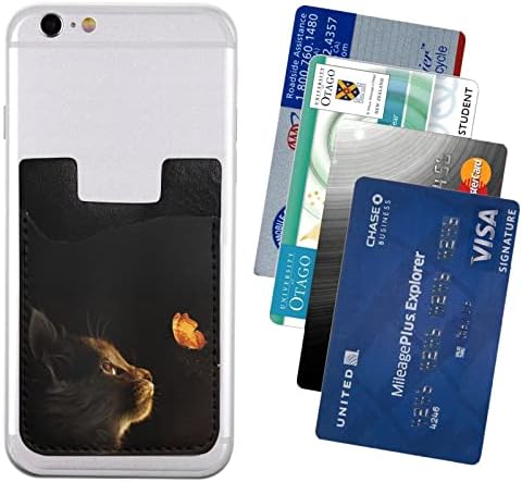 Dansenvmei мачка Пеперутка Телефонска картичка држач за кожни кредитни картички ID паричник лепило стапче за задниот дел на iPhone Android