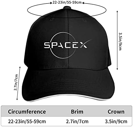 SpaceX Hat Adult Unisex Classic прилагодлив сендвич бејзбол капачиња капи за мажи и жени