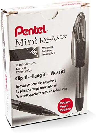 Пентел RSVP мини пенкало, средна линија, мастило од портокал, 12 пакувања