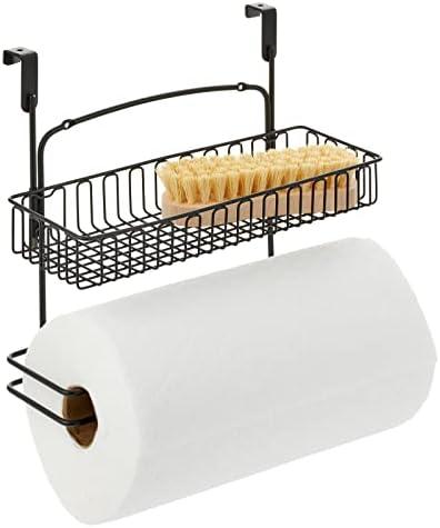 Mdesign над држачот за крпи за хартија од кабинет со повеќенаменска полица за корпи - Организатор за виси за складирање за кујна,