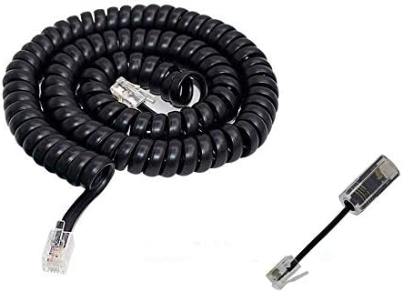 Телефонски кабел Detangler, Aimijia Black Coiled Телефонски телефонски кабел 13 ft Uncoiled / 2 ft coiled и црно продолжено ротирачки телефонски