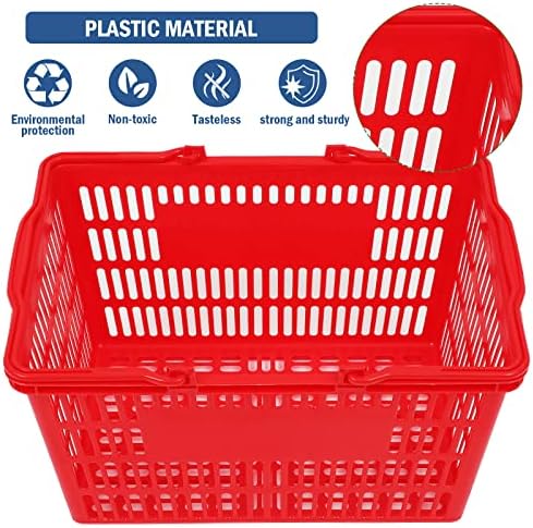 Корпи за шопинг Cuilvu Преносна пластична корпа за шопинг сет од 12 за продавница за шопинг Трајни црвена пластична корпа за купување