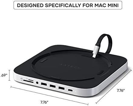 Satechi Mac Мини Центар &засилувач; Тип-C Штанд СО SSD Комплет-Mac Мини Штанд-Одговара На M. 2 SATA SSD, USB-C Порта За Податоци, Микро