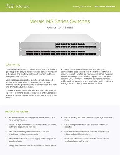 MS125-48-HW Cisco Meraki Cloud Mangeed Switch 3 години лиценца за претпријатие LIC-3YR