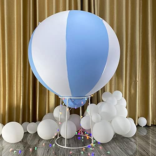 Куно 3 стапки Балон Со Половина Топол Воздух Со Штанд, Балон За Декорација На Забави За Туширање За Бебиња Со Воздушна Пумпа, Сино-Бел Висечки