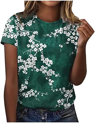 Есен лето кратки ракави блуза жени 2023 облека памучна екипаж графичка врвна маица за жени 9Q 9Q