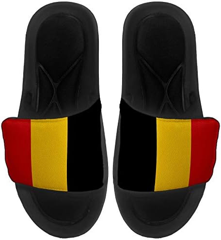 ExpressItbest Pushioned Slide -On сандали/слајдови за мажи, жени и млади - знаме на Белгија - Белгиско знаме