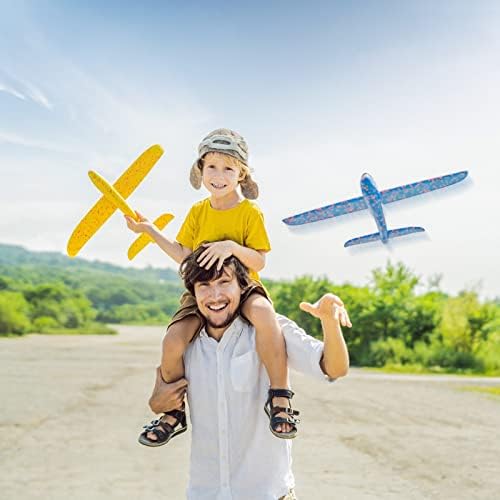 Packогого 4 пакет предводена играчка со авион, 18,9 '' Голем авион за фрлање пена, 2 режим на летање, летачки едриличар, летачки играчки за деца, играчки за игри на отворен?