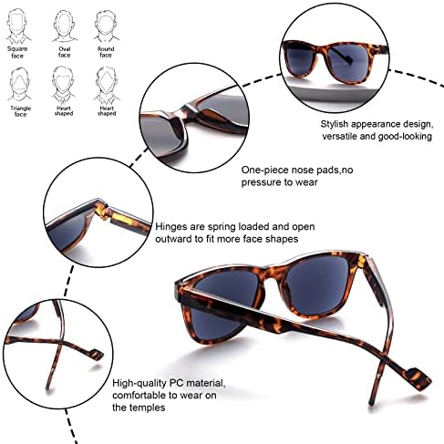 Sunvoes 4 пакувања за читање очила за сонце за жени пролетна шарка, UV 400 Заштита за целосни леќи за леќи за сонце-не бифокали