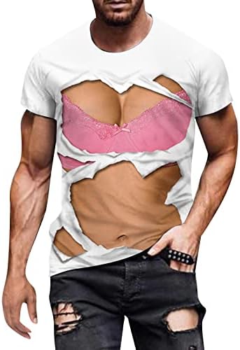 Менс 3Д мускули дигитално печатење маица пролет и лето личноста мускуларна абдоминална машка врвови