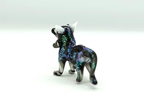 Сансукијај крава ситни фигурини рачно разнесено стакло стакло уметност животни колекционерски подарок за дома, сјај-црна боја