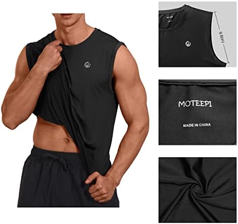 Moteepi Менс без ракави мускули кошули тренингот Атлетски теренски резервоар за теретани Брзо суво