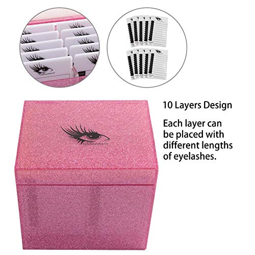 10 слоеви кутија за складирање на трепки, лажен организатор на трепки за шминка за шминка за лаптоп алатка за продолжување на трепките
