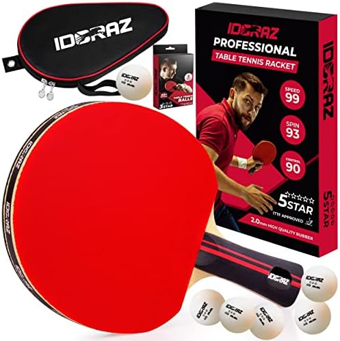 Професионална табела за тенис во Идораз со носење рекет кутија и 6 -пакети бели пинг -топки за понг