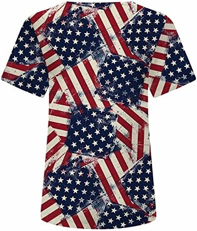 4 јули Маици За Жени Знаме На САД Ѕвезди Ленти Патриотски Врвови Краток Ракав Четврти Ден Маица Ретро Блузи