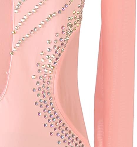 Накоку розов модерен модерно валц танго мазни костуми за танцување во сала за жени со долги ракави