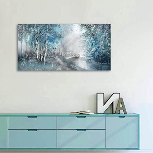 Ботанички растителен wallиден уметност/сино -wallиден декор/дрво на живот wallидна уметност за дневна соба/бело светло wallидни слики на