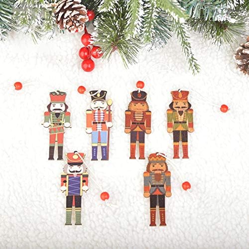 Божиќни украси на лапута, Божиќни декор 3 парчиња креативни насликани војници од ореви обоени дрвени приврзоци - б