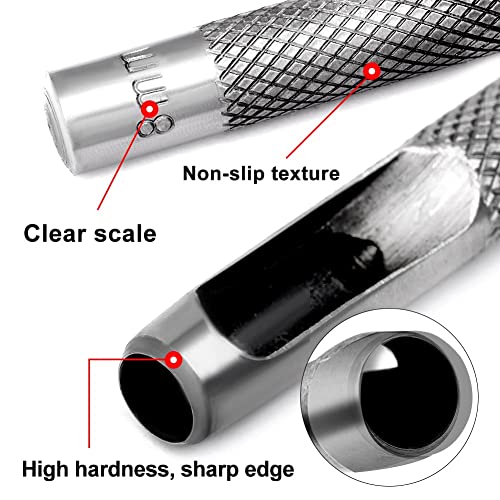 Utoolmart 8mm тркалезна шуплива кожа занаетчиска алатка за занаетчиска алатка, тркалезна јаглеродна челик занаетчиска занаетчиска
