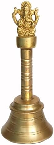 Шарвгун 7 Инчен Статуа На Ганеша Златни Месинг Рачни Ѕвона Кои Служат Релаксација Медитација Повикувајќи Ѕвона, 1,32 Фунти