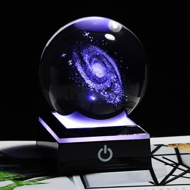 XIAOJIA 6/8Cm Дијаметар Глобус Галакси Минијатури КРИСТАЛНА Топка 3D Ласерски Врежан Кварц Стакло Топка Сфера Домашна Декорација