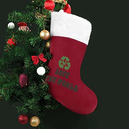 Зачувај Го Светот Божиќни Чорапи Бели Супер Меки Кадифен Моден Божиќен Декор Божиќни Чорапи