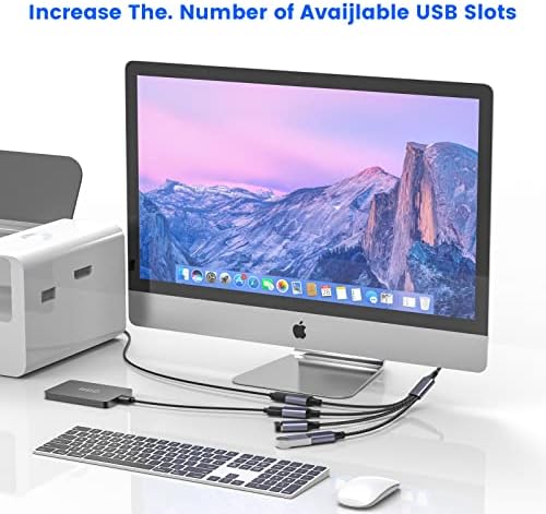 Могуд 4 во 1 USB кабел за сплитер, USB до USB адаптер за кабел, USB до 4 USB адаптер, Splitter 4 USB кабел, USB адаптер за поделба на напојување за адаптер за напојување со податоци за MAC